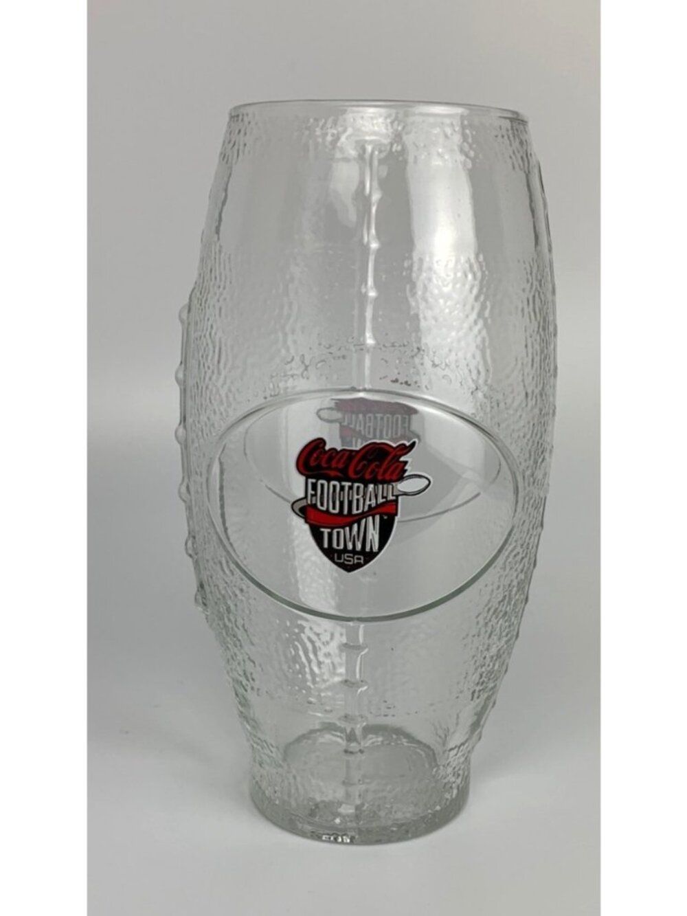 Coca-Cola Football Town USA 23 Oz Libbey Glass Tumbler Football Shape
